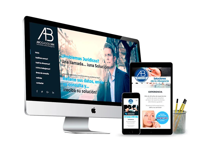 Diseño web corporativo para AB Abogados 24H, proyecto real de IDG GRUP WEB